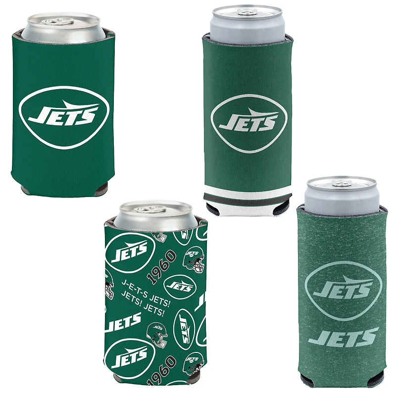 Lot de 4 glacières WinCraft New York Jets de 12 oz et de glacières Slim Can