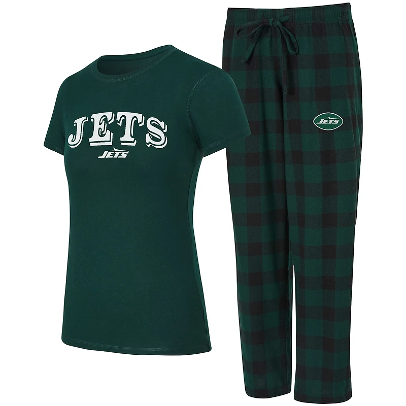 Women's Concepts Sport  Green/Black New York Jets Avondale T-Shirt & Pants Flannel PJ Set
