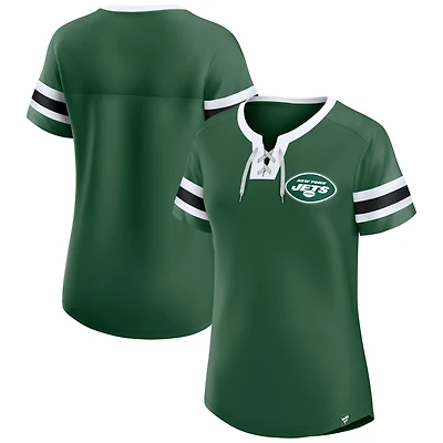 Women's Fanatics  Green New York Jets Lace-Up Bling T-Shirt