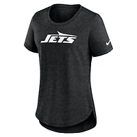 Women's Nike  Heather Black New York Jets Tri-Blend Fashion T-Shirt