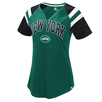 T-shirt raglan vert Starter pour femme avec col en V et inscription Game On Notch des New York Jets