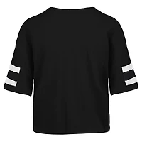 Women's '47 Black New York Jets  Double Header Scout Cropped V-Neck T-Shirt