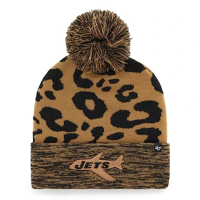 Women's '47  Brown New York Jets Rosette Cuffed Knit Hat with Pom