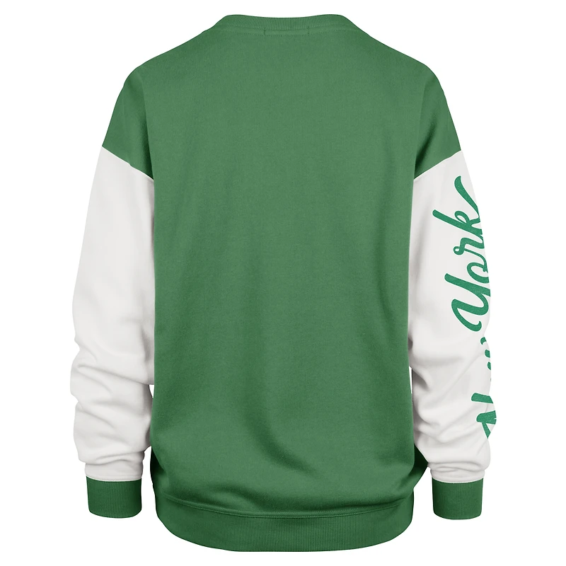 Women's '47  Green New York Jets Double Header Rise Andie Pullover Sweatshirt