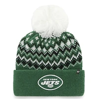 Bonnet en tricot à revers Elsa '47 vert New York Jets pour femmes avec pompon