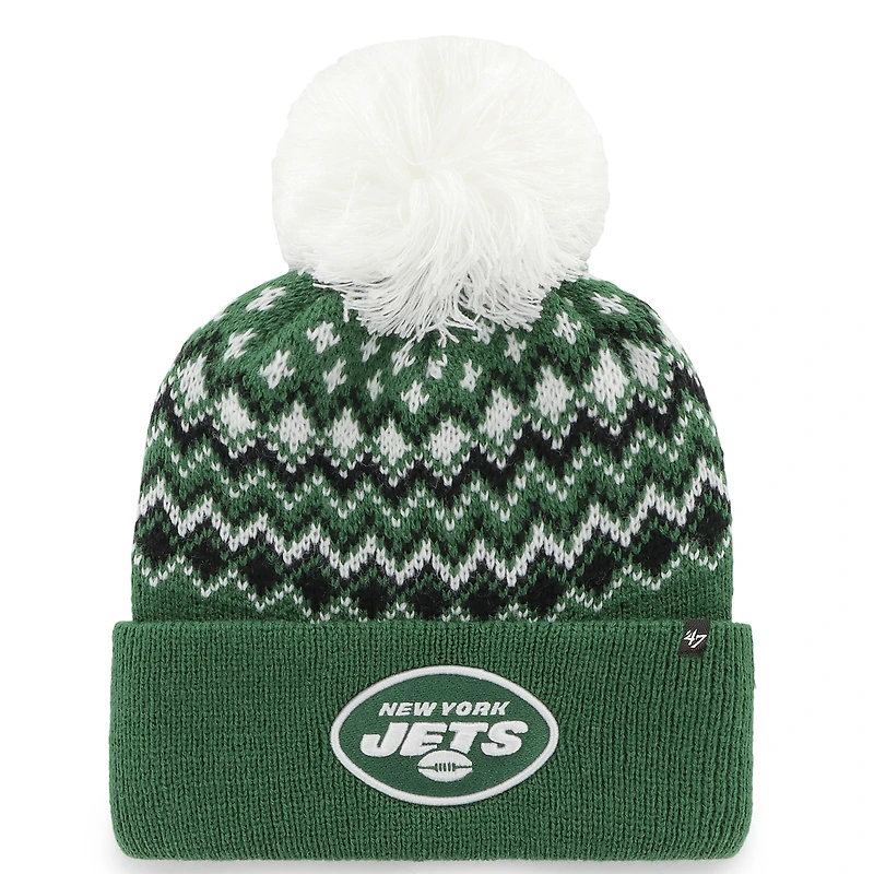 Women's '47 Green New York Jets Elsa Cuffed Knit Hat with Pom