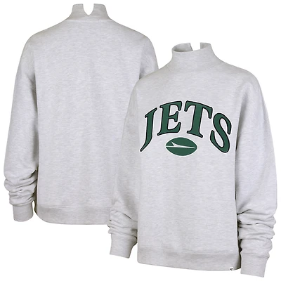 Women's '47 Heather Gray New York Jets Vantage Mock Neck Pullover Sweatshirt
