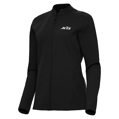 Women's Antigua  Black New York Jets Regard Full-Zip Jacket