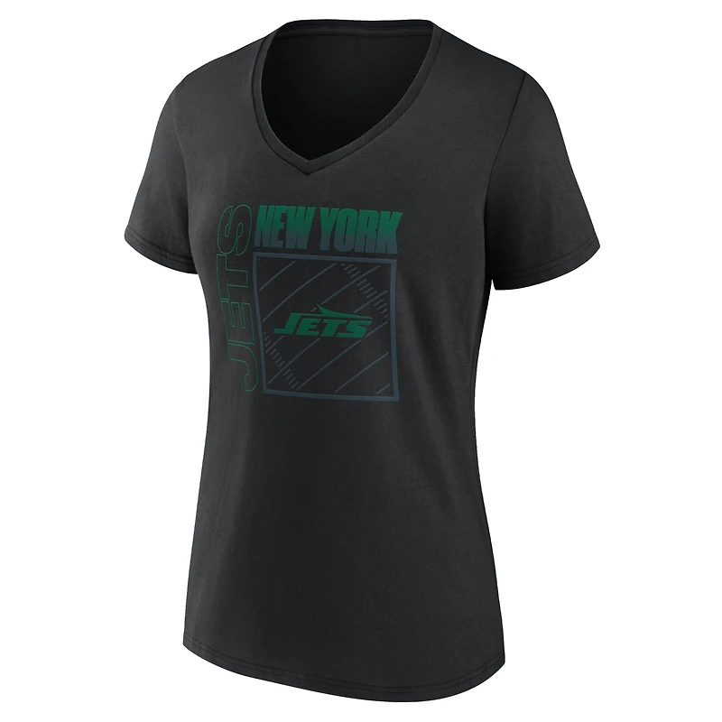 Women's Black New York Jets Home Field Pop Personalized Name & Number V-Neck T-Shirt