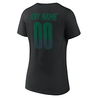 T-shirt noir à col en V pour femme, motif domicile des Jets de New York, avec nom et numéro personnalisés