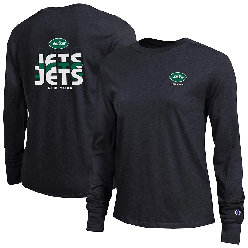 T-shirt à manches longues noir Champion pour femme des New York Jets Core