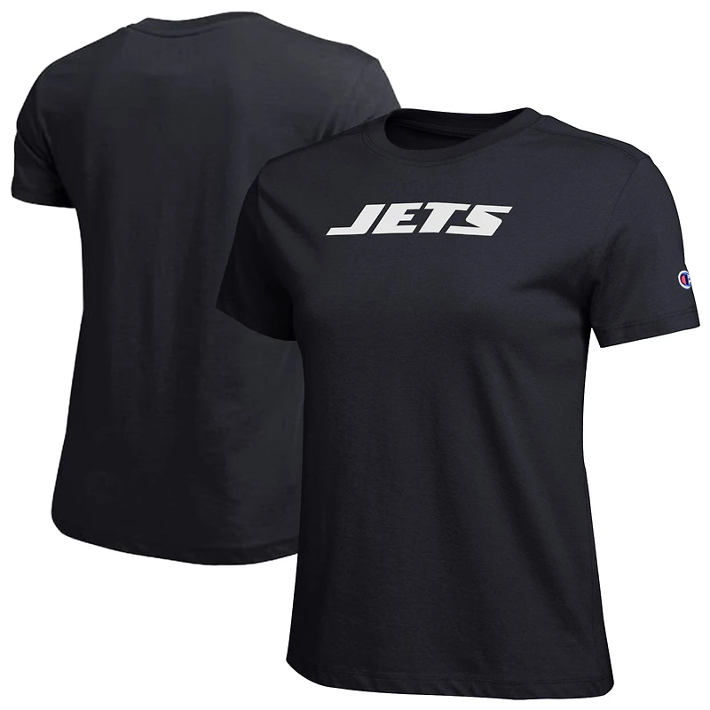 T-shirt noir Champion pour femmes avec logo des New York Jets