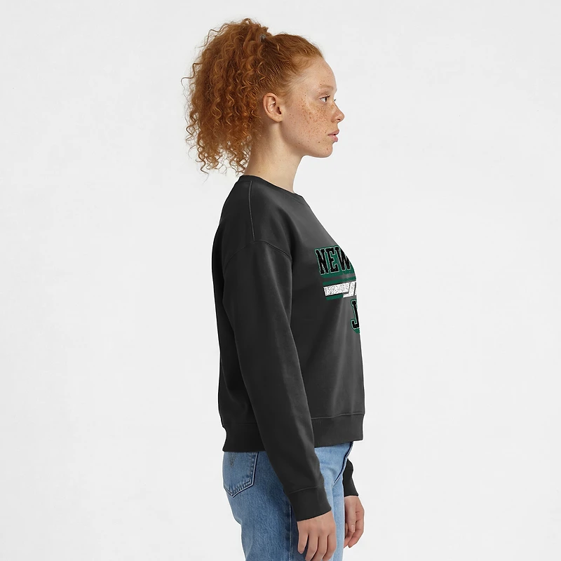 Women's Champion  Black New York Jets Powerblend Fleece Sweatshirt