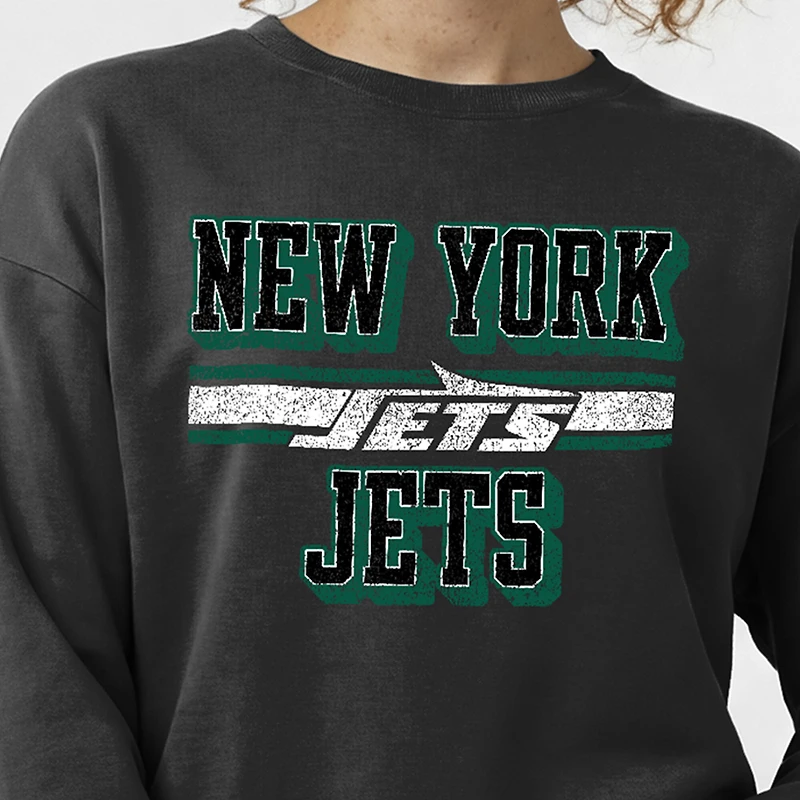 Women's Champion  Black New York Jets Powerblend Fleece Sweatshirt