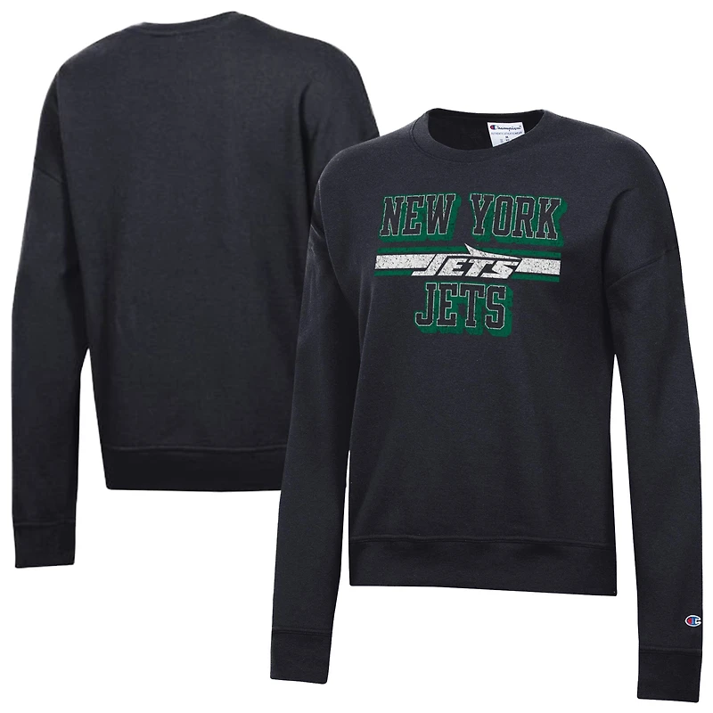 Women's Champion Black New York Jets Powerblend Fleece Sweatshirt