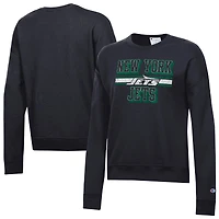 Women's Champion  Black New York Jets Powerblend Fleece Sweatshirt