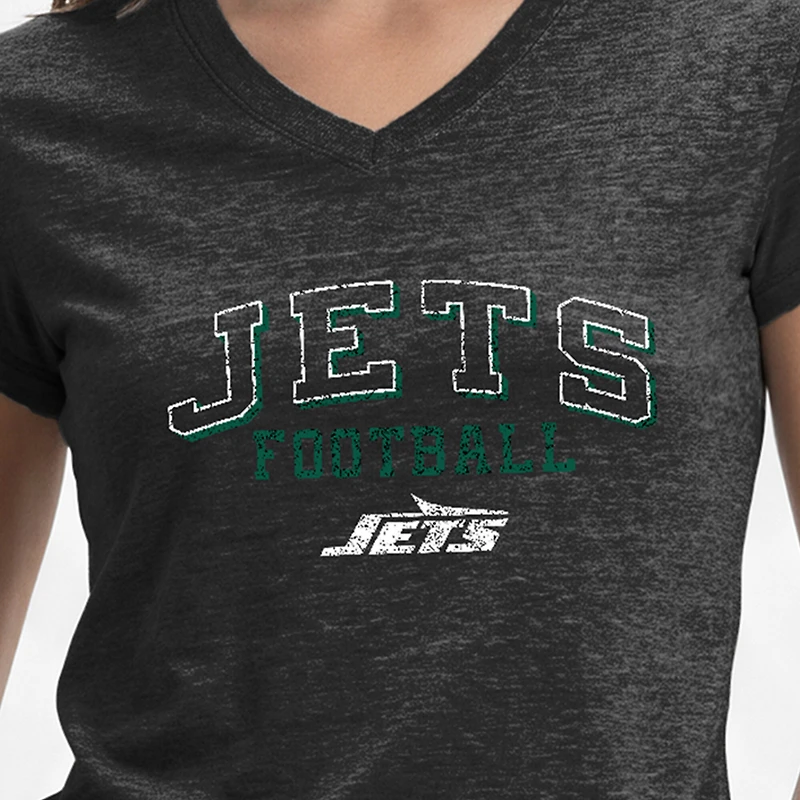 Women's Champion Black New York Jets Triumph Tri-Blend V-Neck T-Shirt
