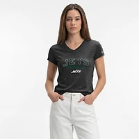 T-shirt à col en V Champion noir New York Jets Triumph Tri-Blend pour femme