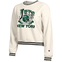 Women's Champion  Cream New York Jets Reverse Weave Fleece Sweatshirt