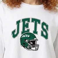 Women's Champion  White New York Jets Boyfriend Cropped T-Shirt