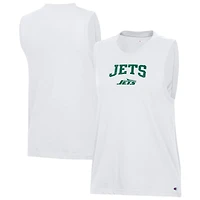 Women's Champion  White New York Jets Muscle Tank Top