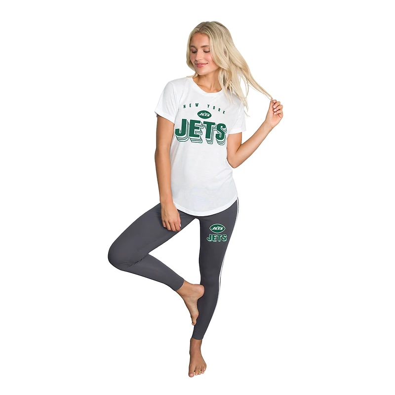 Women's Concepts Sport Charcoal/ New York Jets Sonata Short Sleeve Top & Leggings Set