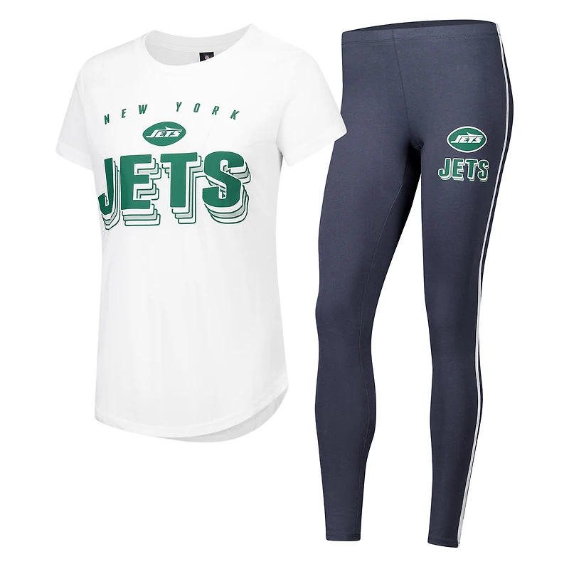 Women's Concepts Sport Charcoal/ New York Jets Sonata Short Sleeve Top & Leggings Set