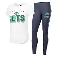 Women's Concepts Sport Charcoal/ New York Jets Sonata Short Sleeve Top & Leggings Set