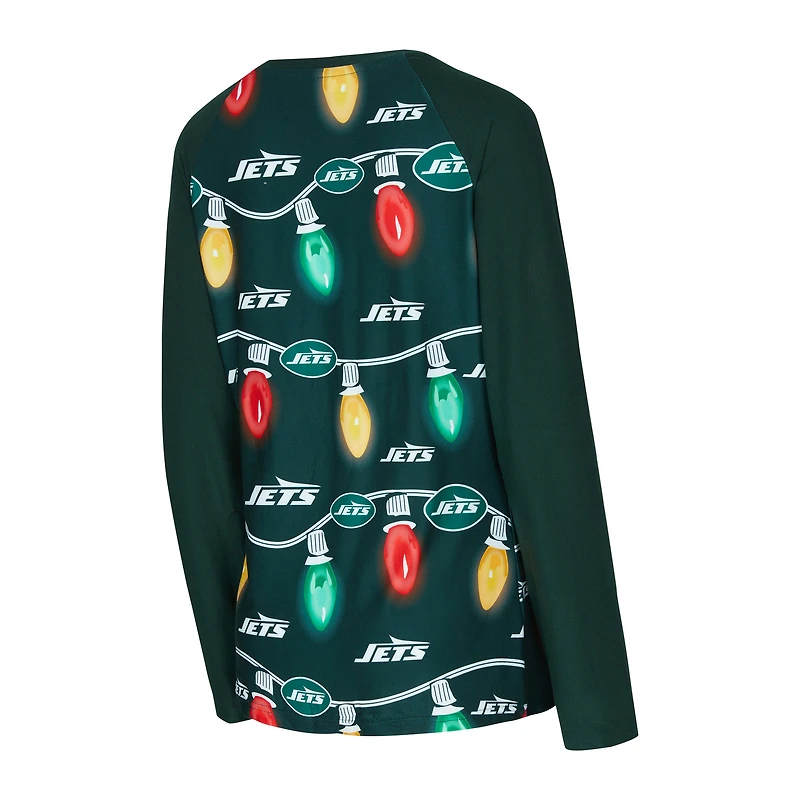 Ensemble haut à manches longues et pantalon en tricot Garland raglan vert Sport pour femme de Concepts New York Jets