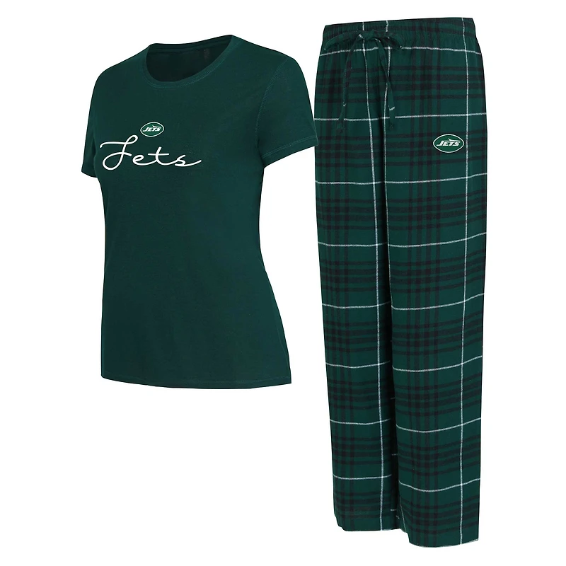 Ensemble de nuit pour femme Concepts Sport New York Jets Vector avec haut et pantalon en flanelle