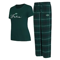 Ensemble de nuit pour femme Concepts Sport New York Jets Vector avec haut et pantalon en flanelle