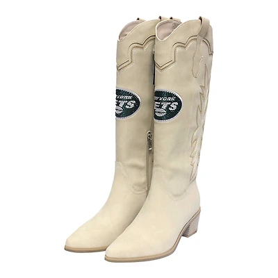 Bottes de cowboy New York Jets couleur crème pour femmes