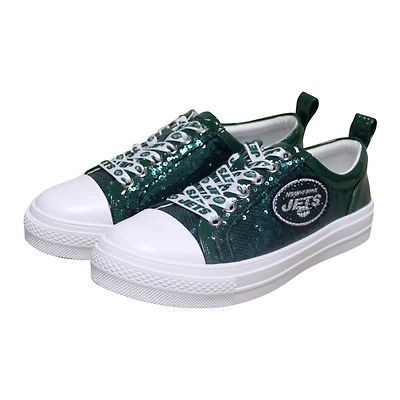 Baskets à paillettes Cuce Green pour femmes, aux couleurs des New York Jets.