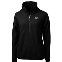Women's Cutter & Buck Black New York Jets Cascade Eco Sherpa Fleece Half-Zip Pullover Jacket