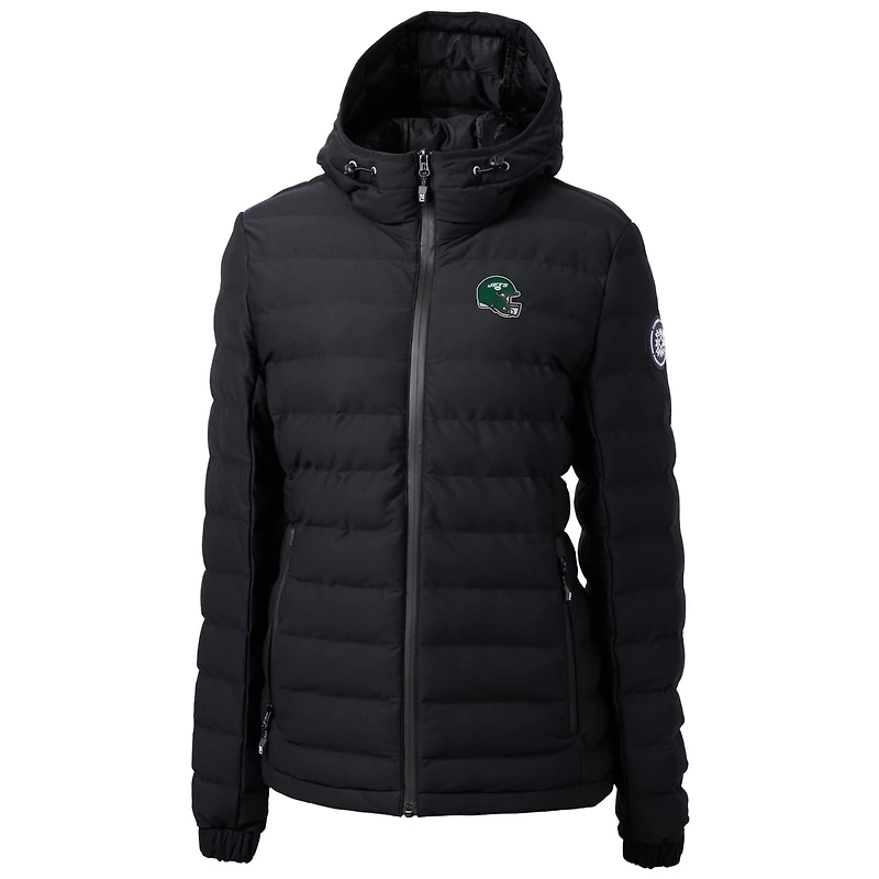 Doudoune zippée intégrale isolée Repreve Eco, logo casque New York Jets noir, de la marque Cutter & Buck pour femme