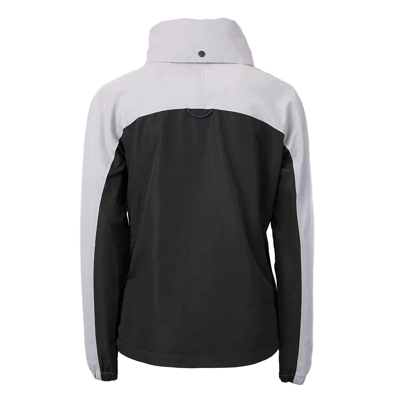 Women's Cutter & Buck Black New York Jets Primary Logo Charter Eco Recycled Half-Zip Hoodie Anorak Jacket