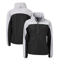 Women's Cutter & Buck Black New York Jets Primary Logo Charter Eco Recycled Half-Zip Hoodie Anorak Jacket