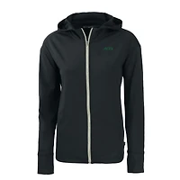 Women's Cutter & Buck Black New York Jets Primary Logo Daybreak Eco Recycled Full-Zip Hoodie Jacket