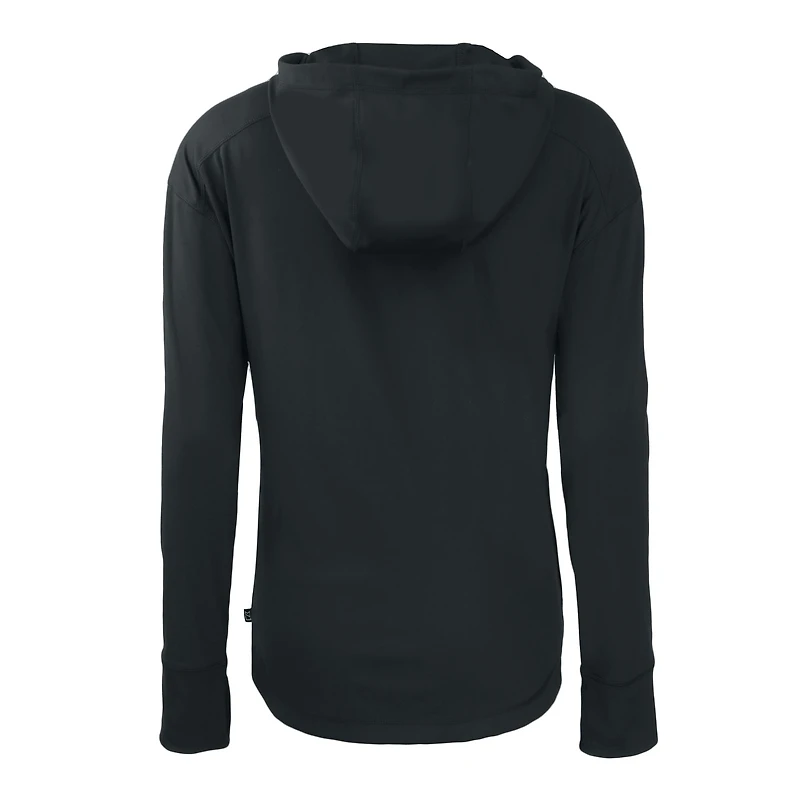 Women's Cutter & Buck Black New York Jets Throwback Daybreak Eco Recycled Half-Zip Hoodie