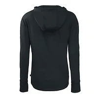 Women's Cutter & Buck  Black New York Jets Throwback Daybreak Eco Recycled Half-Zip Hoodie