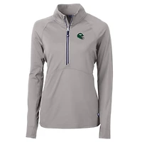 Women's Cutter & Buck  Gray New York Jets Helmet Logo Adapt Eco Knit Stretch Recycled Half-Zip Pullover Top