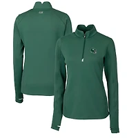 Women's Cutter & Buck  Green New York Jets Helmet Logo DryTec Traverse Stretch Quarter-Zip Pullover Top