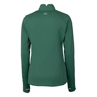 Pull-over zippé quart de tour extensible DryTec Traverse pour femme, vert Cutter & Buck, avec logo du casque des Jets New York