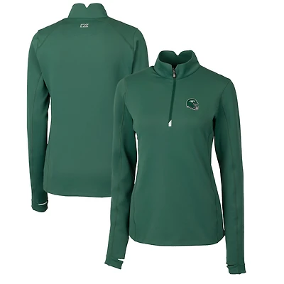 Women's Cutter & Buck Green New York Jets Helmet Logo DryTec Traverse Stretch Quarter-Zip Pullover Top