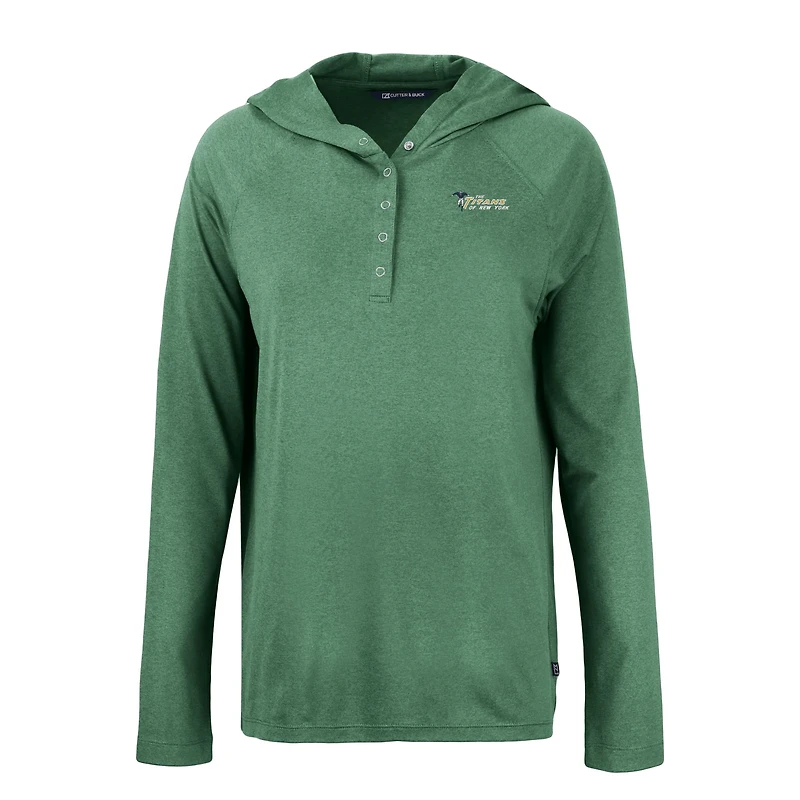 Women's Cutter & Buck Hunter Green New York Titans Historic Coastline Epic Comfort Eco Recycled Raglan Pullover Hoodie