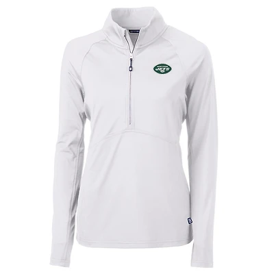 Women's Cutter & Buck White New York Jets Adapt Eco Knit Half-Zip Pullover Jacket