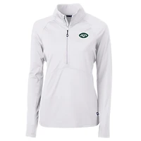 Veste pull demi-zip en tricot écologique Adapt New York Jets pour femme, blanche, Cutter & Buck