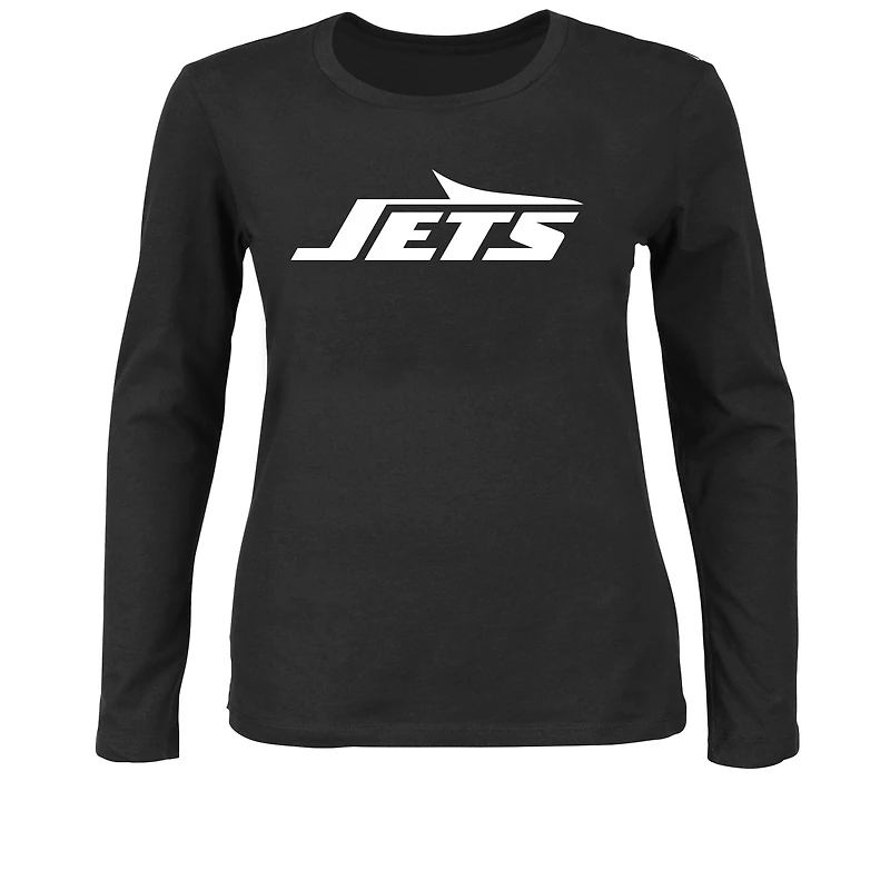 Women's Fanatics Black New York Jets Plus Primary Logo Long Sleeve T-Shirt