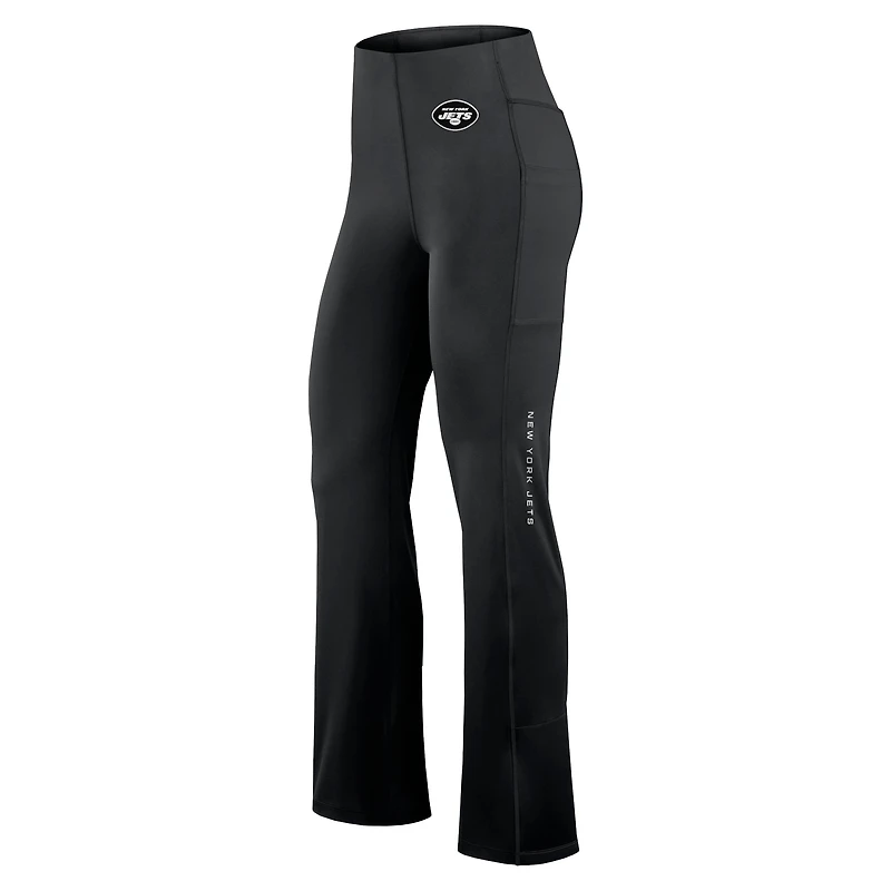 Women's Fanatics Black New York Jets Studio Fitted Flared Leggings