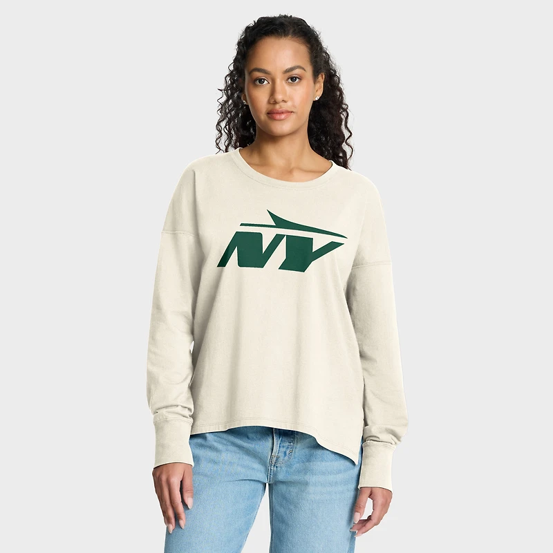 T-shirt à manches longues pour femme Fanatics Cream New York Jets Dove Legacy